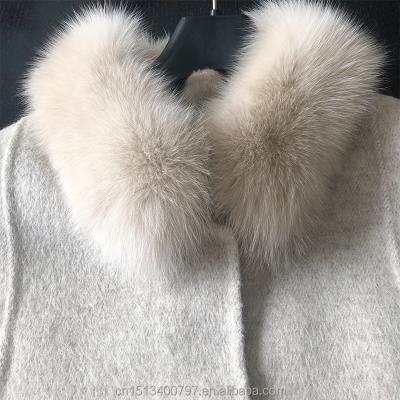 China Anti-wrinkle women real fox fur jacket cashmere double faced oversized woolen outerwear ladies coats for sale