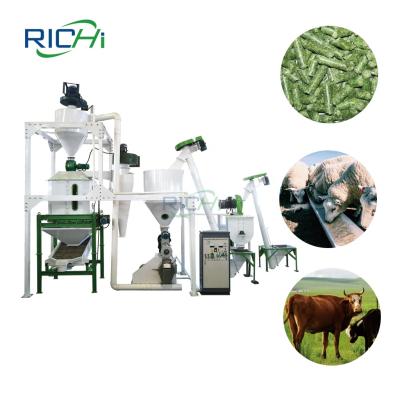 China Factory RICHI 3-4T/H Animal Livestock Poultry Feed Pellet Mill Machine Production Line With CE for sale