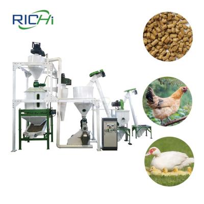 China Factory RICHI 1-100 t/h automatic control animal poultry feed pellet making machine production line for Central Asia Africa for sale