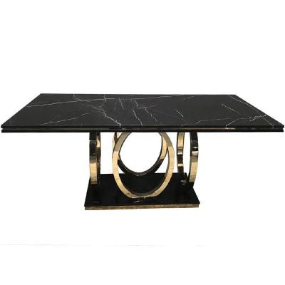 China DINING TABLE gold circle base home furniture stainless steel luxury marble dining table sets for sale