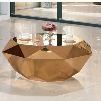 China Italy Design Contemporary Luxury Polished Electroplating Gold Crushed Diamond Coffee Table for sale