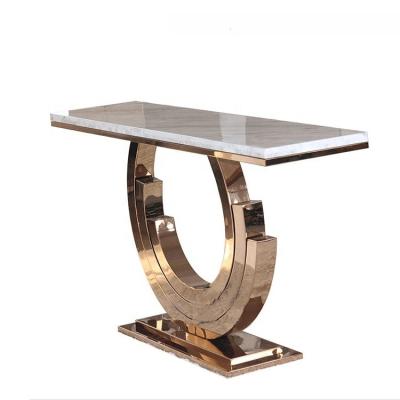 China Marble Console Table (Height) Adjustable Legs Tempered Glass Stainless Steel for sale