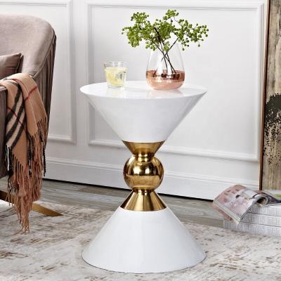 China Nordic Designer Adjustable Modern Stainless Steel Coffee Table Small Round Hourglass Marble Side Table (Other) for sale