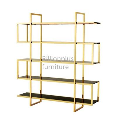 China Modern Stainless Steel Cabinet Tempered Glass Wine Book Shelves Use Display Rack SR06 for sale