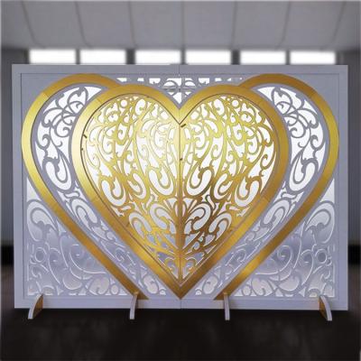 China Event / Hotel / Party Wedding / Gold Heart Shape MONET Flower Decoration Voguish Brushed Wedding Backdrop for sale