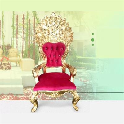 China Elegant Modern Style Peacock Solid Wood Chair Wedding King Throne Chair Rental Sale for sale