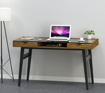 China Cooling Popular Classic Modern Tempered Glass Top Office desk Hot Sale Table Wood Computer Desk  Bedroom Study Desk with drawers for sale