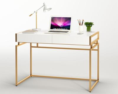 China Elegent Home Office Furniture Simple Working Studying Writing Computer Desk With Golden Metal Legs for sale