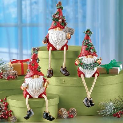 China Europe 3 Piece Holiday Legs Gnome Shelf Swinging Baby Sitter Figurines for sale