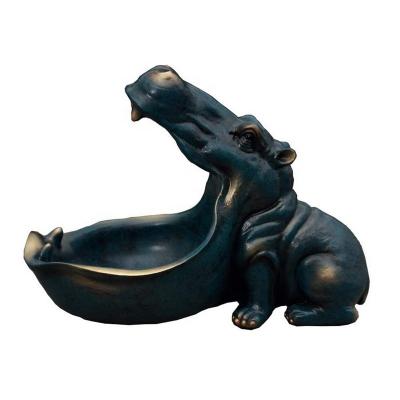 China Europe Home Table Decoration Resin Hippo Statue Hippo Figurine Sculpture Sundries Container for sale