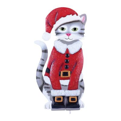 China Handmade Metal Cat Outdoor Garden Yard Stake Country Factory Holiday Christmas for sale