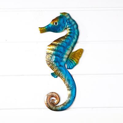 China Art Decor Metal Beach Wall Art Decor Set of 3 Metal Sealife Wall Sculpts for Patio Bathroom for sale