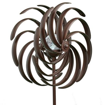 China Art Work With Metal Garden Metal Wind Spinners Art Decor Wholesale Double Spiral Solar Stake for sale