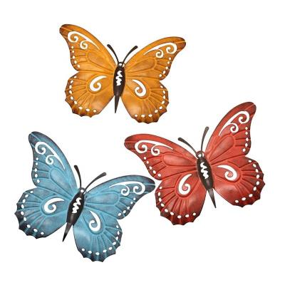 China Art Sculpture Inspirational Butterfly Wall Decor Art Wall Decor Hanging Metal Butterfly 3 packs for sale