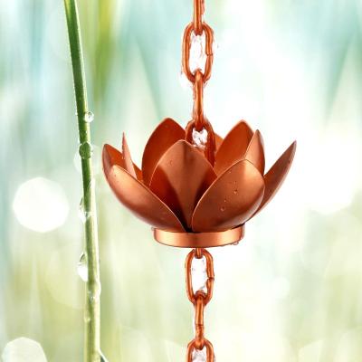 China Handicrafted 8.5FT Lotus Rain Chain Cups copper plated to replace gutter downspouts for sale