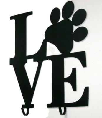 China Europe Black Metal Dog Leash Holder Puppy Love Wall Sign 12