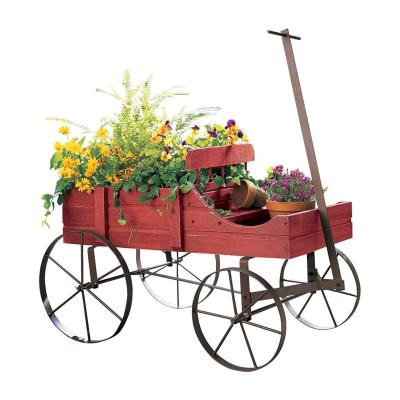 China Europe Wheels Flower Pot Wheelbarrow Indoor Outdoor Backyard Decorative Planter for sale