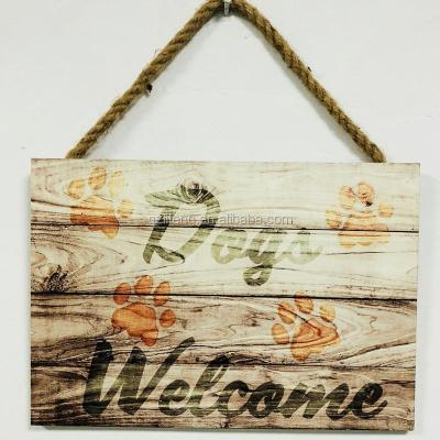 China Welcome Europe Dog Paw Print Wall Picture Wooden Plaque Sign for sale