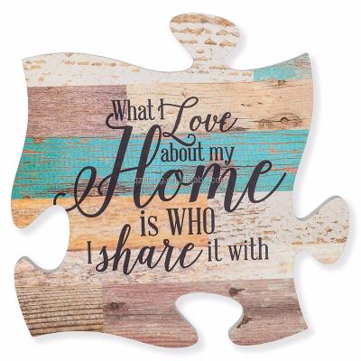 China Europe Wooden Wall Art Wall Hanging Puzzle Piece Wood Plaque for sale