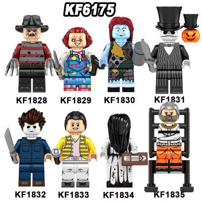 China Freddy Krueger Chucky Sally Midnight Ring Building Block ABS Series Horror Building Toy 2023 New Halloween Plastic Educational Toys For Children for sale