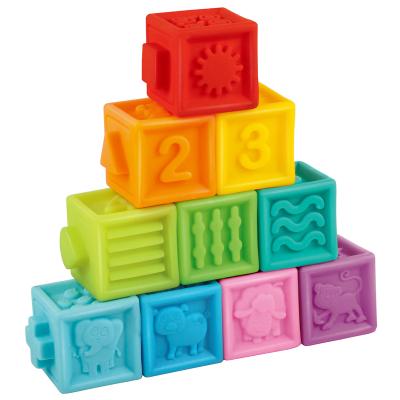 China Construction Toy Squeeze Match Toy Silicone Baby Toy Soft Rubber Building Blocks for sale