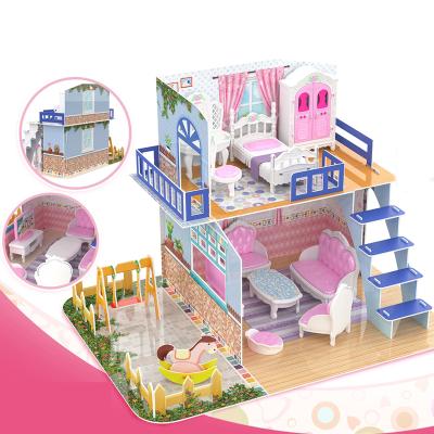 China DIY TOY Kids assembly dollhouse educational villa toys 3d puzzle diy kit for sale