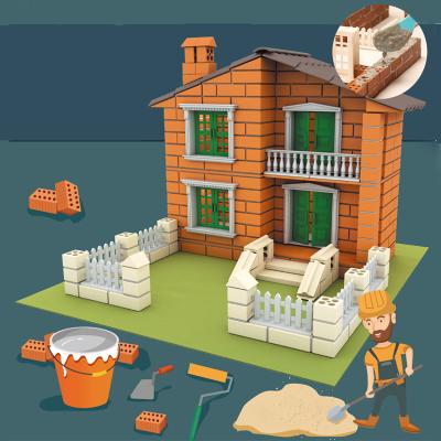 China Brick toys house diy model educational villa building blocks cement floor brick toys model diy house for sale