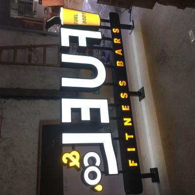 China Wall Mounted Die Cut Aluminum+acrylic Light Box Double Side Led Sign for sale