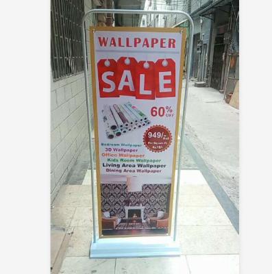 China Metal frame door shape banner stand, frame type display, iron display door stand for sale