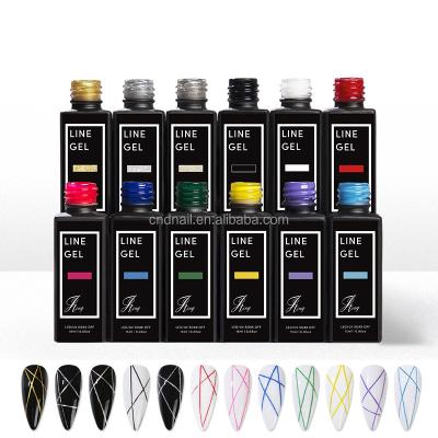 China Nail Art Beauty 12 Colors Nail Hook Line Painted Nail Polish Creative Phototherapy Glue Wire Drawing Glue Popular Color for sale