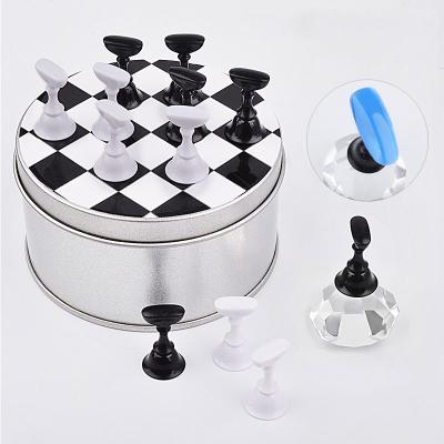 China Professional Nail Art Chessboard Nail Holder Crystal Gem Base Practice Stand Nail Art Salon Chessboard for sale