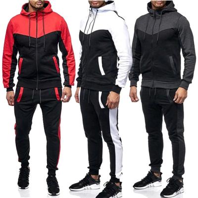 China Breathable Men Training Wear Set Custom Logo Slim Jogger Slim Fit Suit 100% Cotton Mens Heavy Stripe Tracksuit for sale