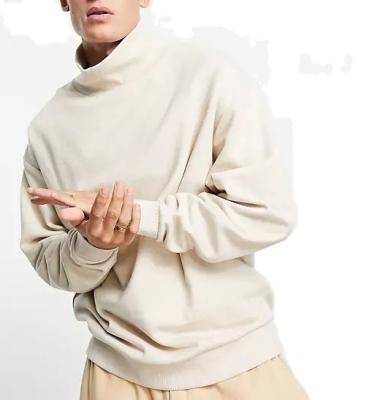 China OEM hot sale new fashion oversized anti-pilling sweatshirt with funnel neck beige sweatshirt for men for sale