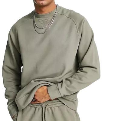 China High quality hot sale OEM breathable oversized sweatshirt with ribbed panels in green sweatshirt for men for sale