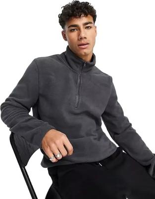 China Custom Anti-Wrinkle OEM Funnel Neck Fleece Comfy Sweat In Dark Gray Sweatshirt Half Zipper Hoodie for sale