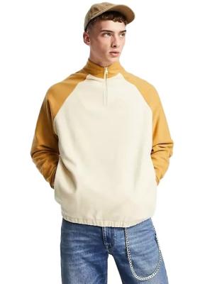 China Breathable High Quality Oversized Fleece Men's Half Zip Sweatshirt With Contrast Sleeves Zip Up Hoodie Men for sale