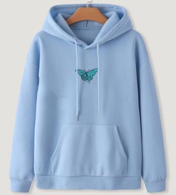 China Custom Breathable Drawstring Pocket Kangaroo Embroidery Butterfly Fabric Oversized Hoodie Sweatsuit Premium Quality for sale