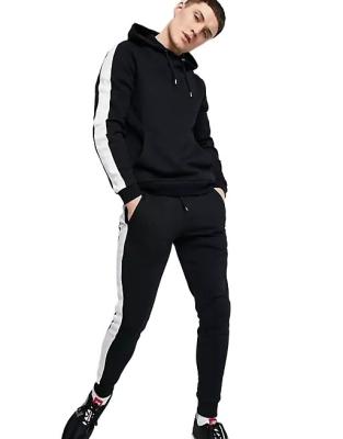 China New breathable stylish tracksuit with side stripe in black sweatsuit Tracksuits set for men for sale