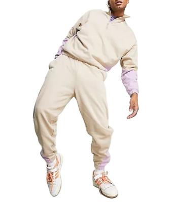 China New fashion breathable high quality sweatsuit oversized tracksuit with color block details half zipper sweatshirt for sale