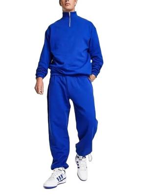 China New Breathable Tracksuit With Half Zip Sweatshirt And Super Oversized Joggers With Toggle Edge In Blue Sweatsuit Half Zip Sweatshirt for sale