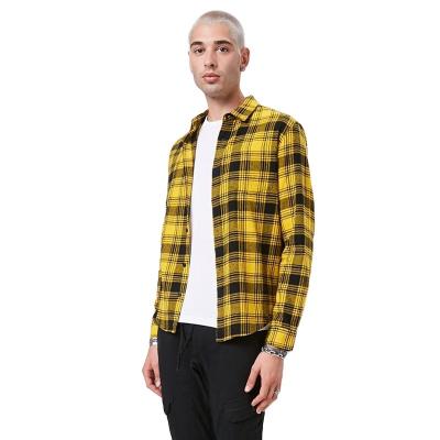 China Fashion Men's Anti-Pilling Flannel Plaid Cotton Shirt Long Sheath Plaid Casual Slim Fit Autumn Winter Shirts Plaid Pattern Warm Anglecloth for sale