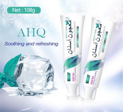 China Anti-Cavity AHQ Healthy teeth and Fresh Iced tea Toothpaste for the Arabic region fresh breath 108g OEM/ODM service toothpaste manufacturer for sale