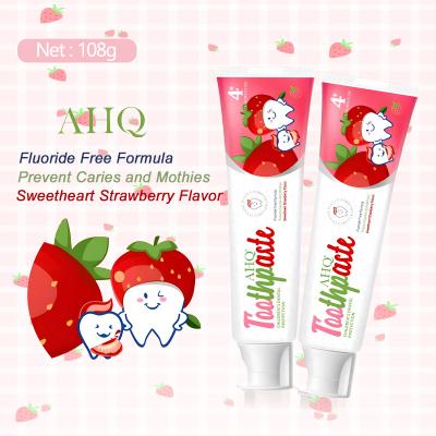 China Anti-Cavity AHQ Sweet Strawberry Children's Toothpaste low fluoride anti-cavity fresh breath  OEM/ODM service fruit toothpaste manufacturer for sale