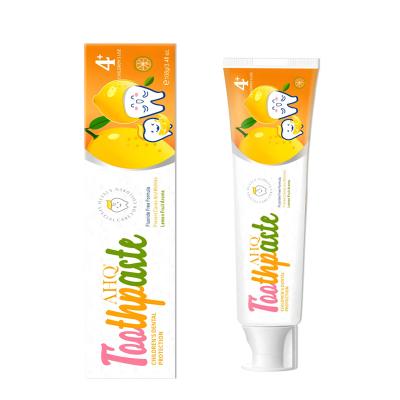 China Anti-Cavity AHQ Refreshing Lemon Children's Toothpaste low fluoride anti-cavity fresh breath OEM/ODM service fruit toothpaste manufacturer for sale