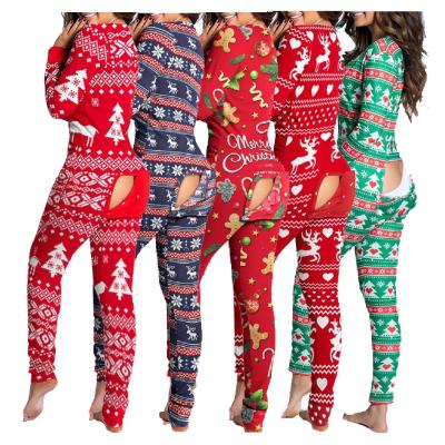 China 2021 Custom Christmas Pajamas Onesie Sleepwear Women Adult Onesie Nightgowns Print Breathable Christmas Pajamas for sale