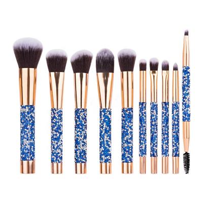 China Factory Direct Sale 10 Pcs Face Beauty Rose Gold Cosmetic Bling Diamond Makeup Brush Set For Girl for sale