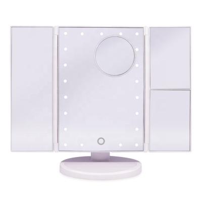 China Custom factory price maekup direct mirror colorful led light desktop cosmetic mirror with USB charging for sale