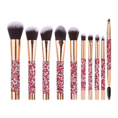 China Private Label Face Eyeshadow Base Makeup Brush 10pcs Diamond Makeup Set Brush Cosmetic Tools For Girl for sale