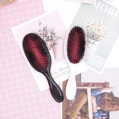 China Plastic Paddle Black Round Paddle Boar Bristle Hair Brush With Nylon for sale