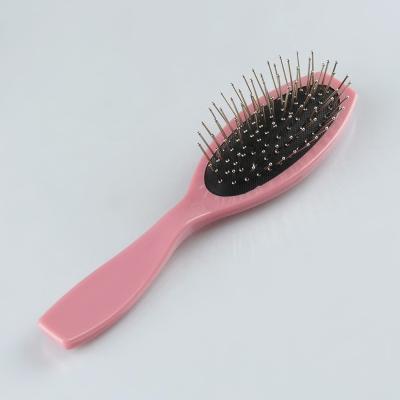 China Paddle Handle Wig Detangling Stainless Steel Plastic Metal Pin Hair Brush for sale